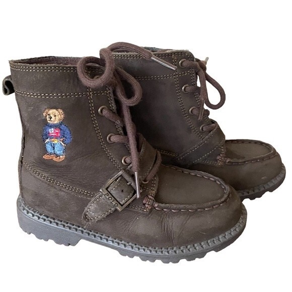 Polo by Ralph Lauren Other - Polo Ralph Lauren Ranger Hi II Sweater Bear American Flag Buckle Boots Kid Sz 10